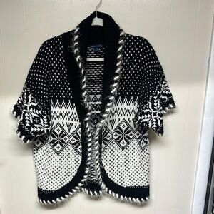 Westbound Petites Cardigan Sweater Wrap Shrug Fuzzy Fringe Womens